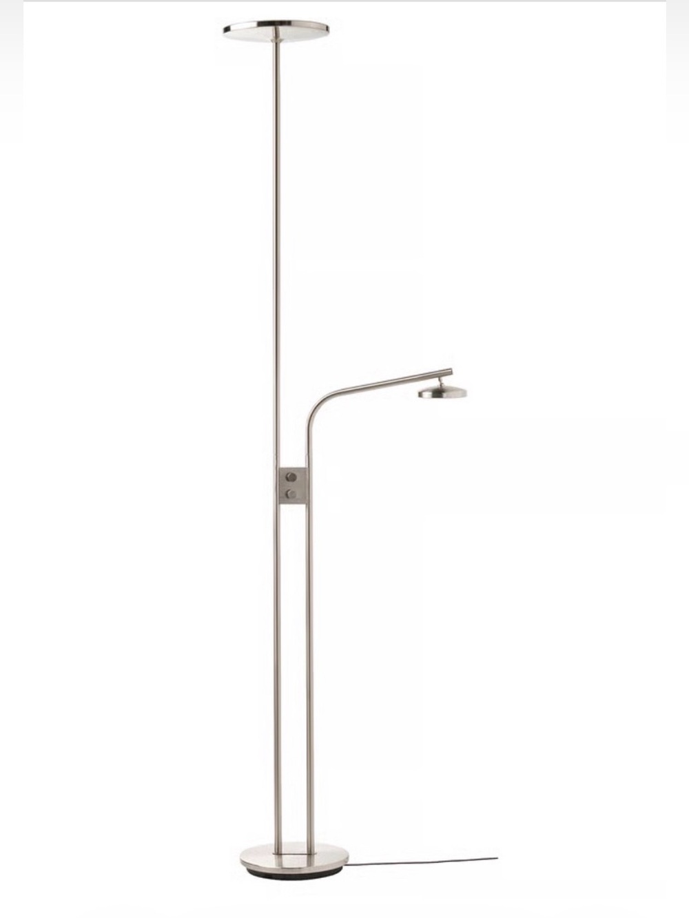 NWT LED floor uplighter/reading lamp, dimmable/nickel plated, 71 "